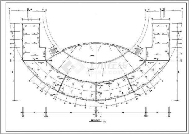 1700平米2层框架结构演艺舞台建筑设计CAD图纸（含网点图）-图一