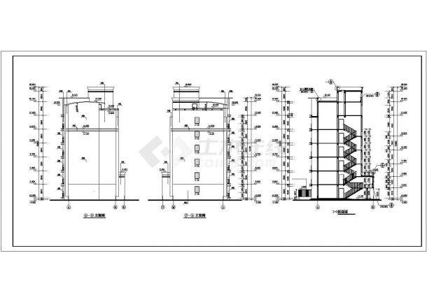 烟台市某小区5800平米7层框混结构住宅楼全套平立剖面设计CAD图纸-图一