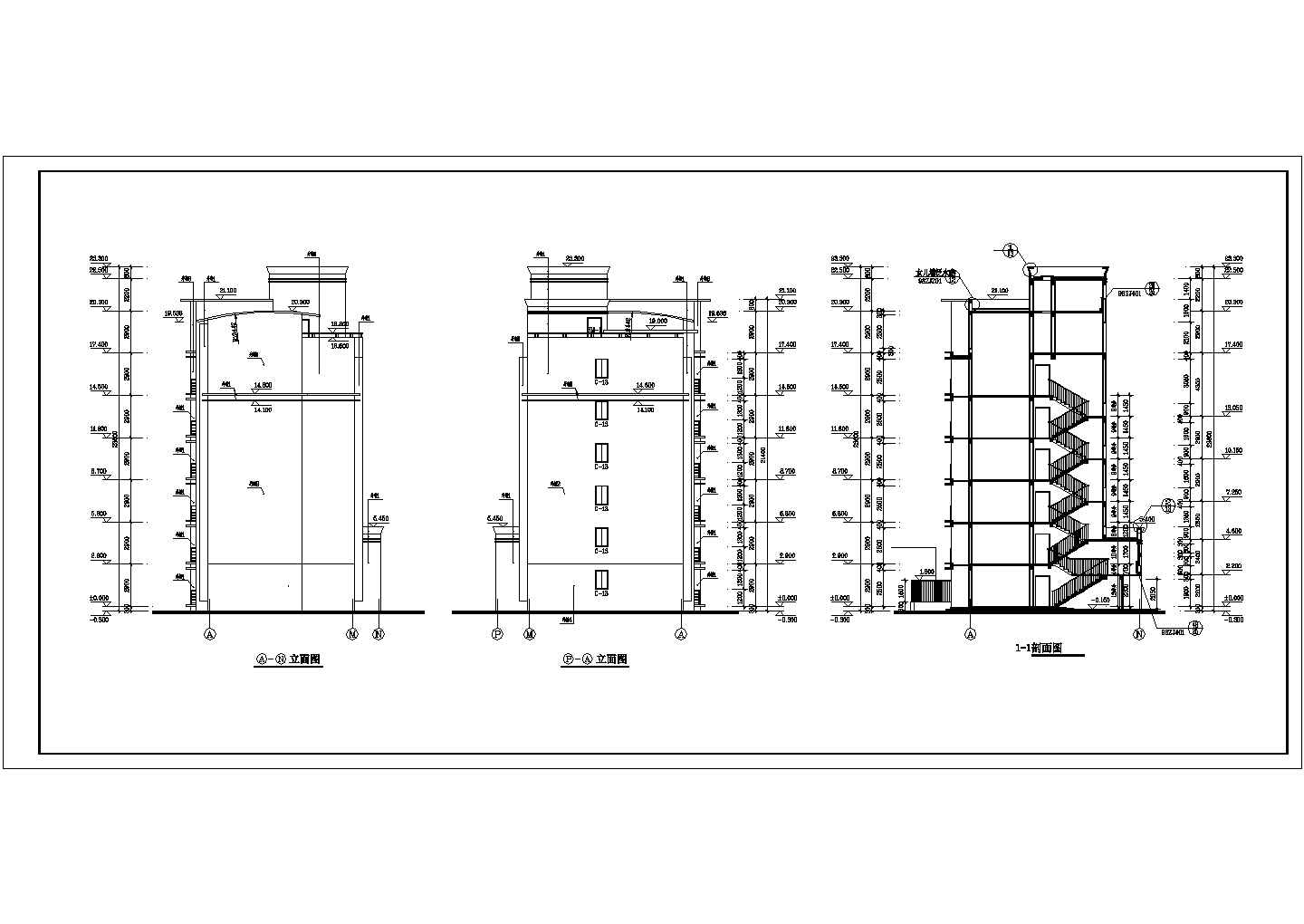 烟台市某小区5800平米7层框混结构住宅楼全套平立剖面设计CAD图纸