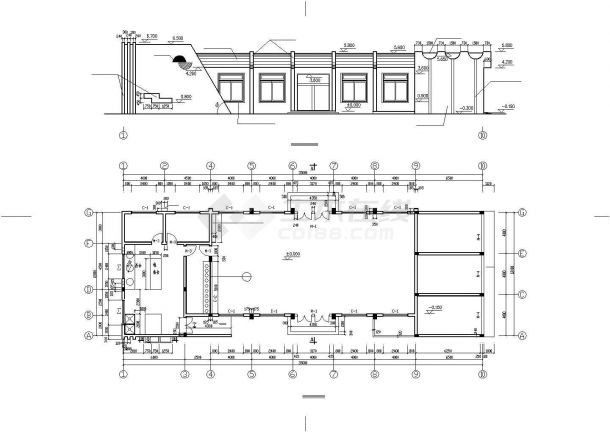 深圳某五金厂450平米单层钢框架结构职工食堂建筑设计CAD图纸-图一