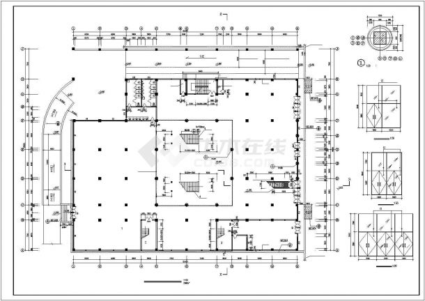 南京某商业街1.3万平米4层框架结构百货商场建筑设计CAD图纸-图二