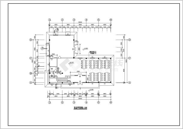 某公司1200平米五层砖混结构宿舍餐厅一体楼建筑设计CAD图纸-图一