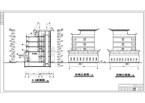 某多层框架结构综合办公楼建筑施工图（建筑面积7472平方米）-图一