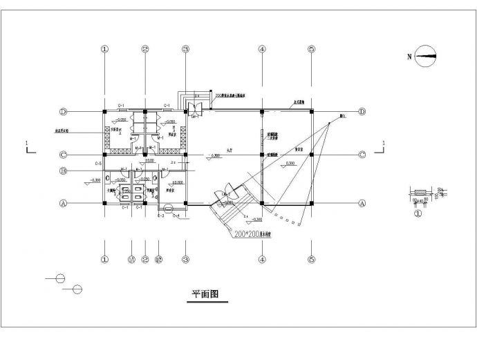 南京某公司250平米单层框混结构休闲体育中心建筑设计CAD图纸_图1