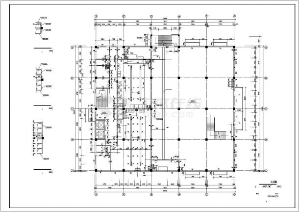 某大学5800平米三层框架结构学生食堂全套建筑设计CAD图纸-图一