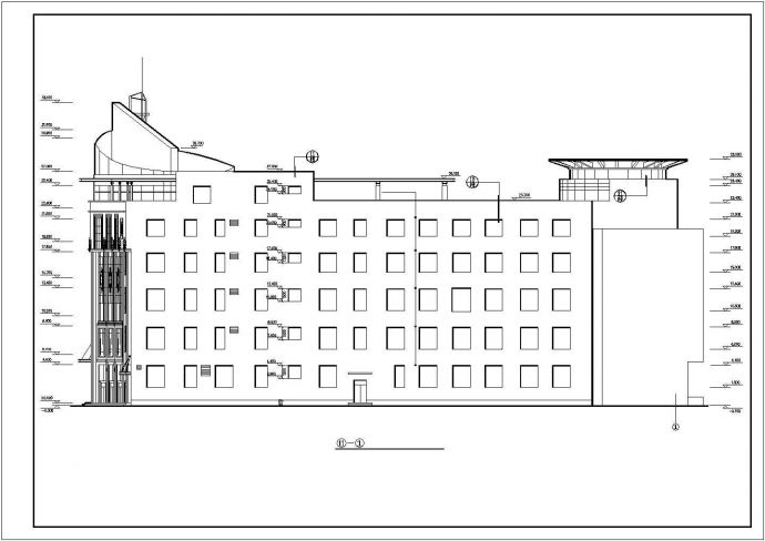 1.3万平米五层框架结构商业中心建筑设计CAD图纸（含地下室）_图1
