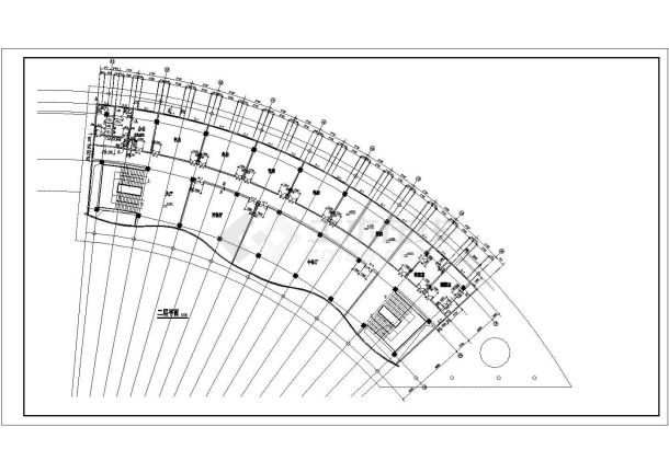 郑州市某商业街3100平米3层弧形框架结构商务酒店建筑设计CAD图纸-图一