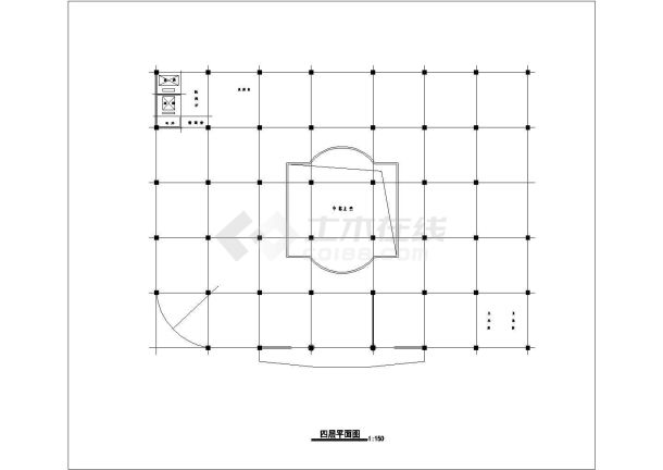 广州某市政单位3900平米4层钢框架结构接待中心建筑设计CAD图纸-图一