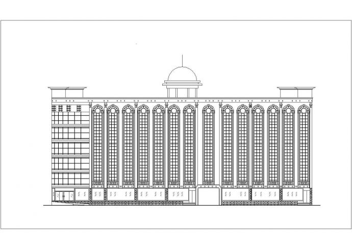 北京某商业街1.4万平米6层框架结构星级酒店平立面设计CAD图纸_图1