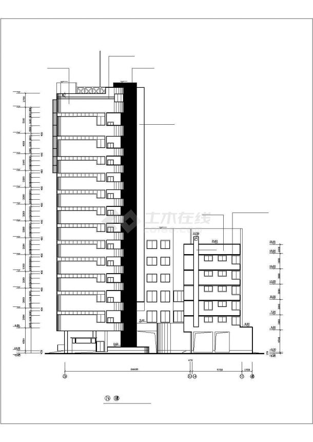 1.5万平米13层框剪结构星级宾馆全套建筑设计CAD图纸-图一