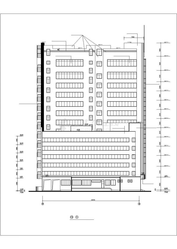 1.5万平米13层框剪结构星级宾馆全套建筑设计CAD图纸-图二