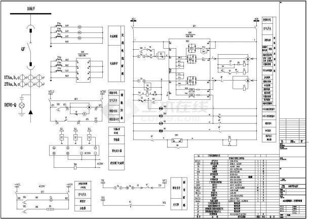 某10KV一次系统图及全套二次原理图CAD节点图-图一