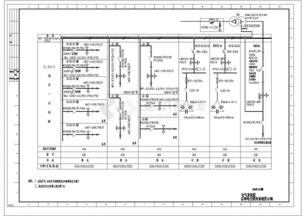 某630KVA变电所单线图CAD详细设计图-图一
