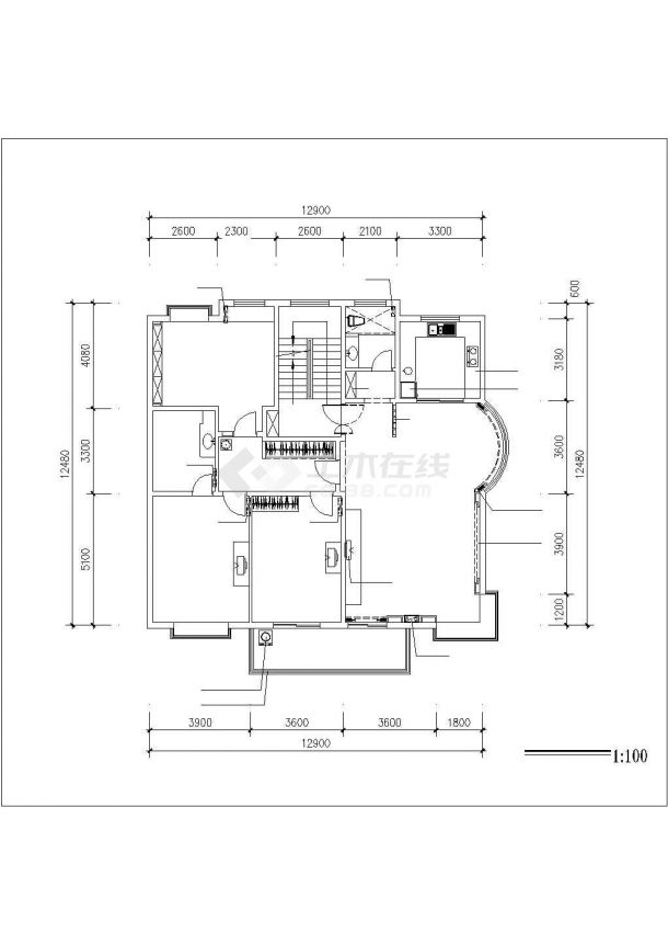 上海某新建小区110平米户型全套平面装修施工设计CAD图纸-图一