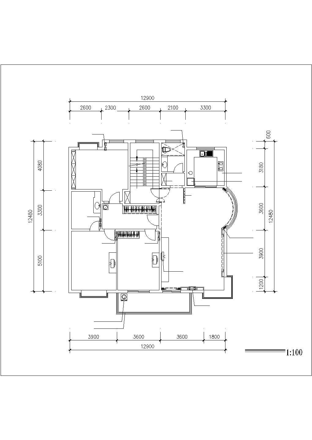 上海某新建小区110平米户型全套平面装修施工设计CAD图纸