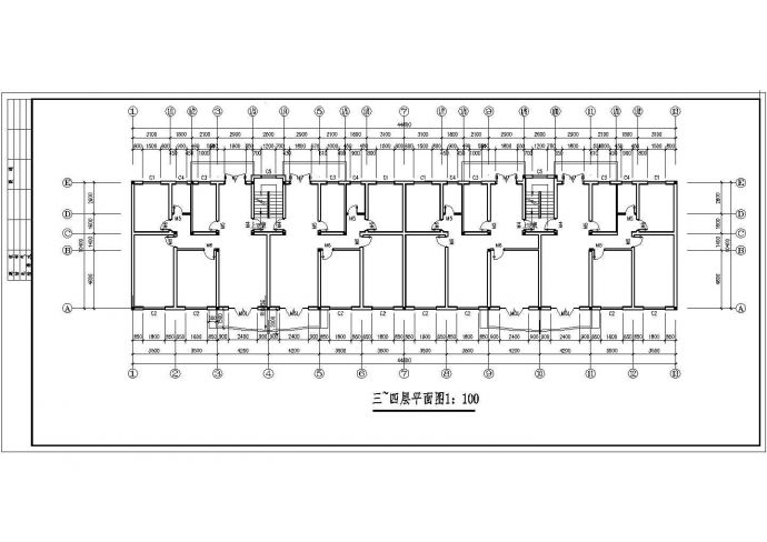 2200平米5+1层砖混结构商住楼建筑设计CAD图纸（底层为门面房）_图1