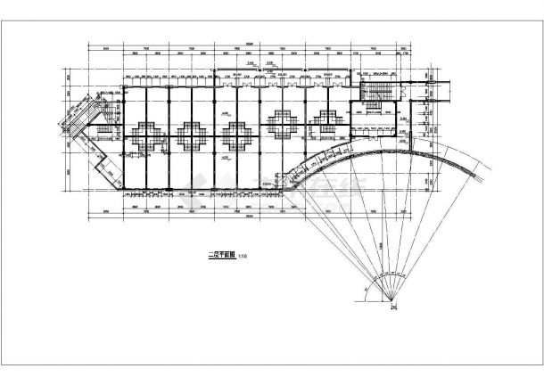5900平米四层框架结构商业综合楼全套平面设计CAD图纸-图二
