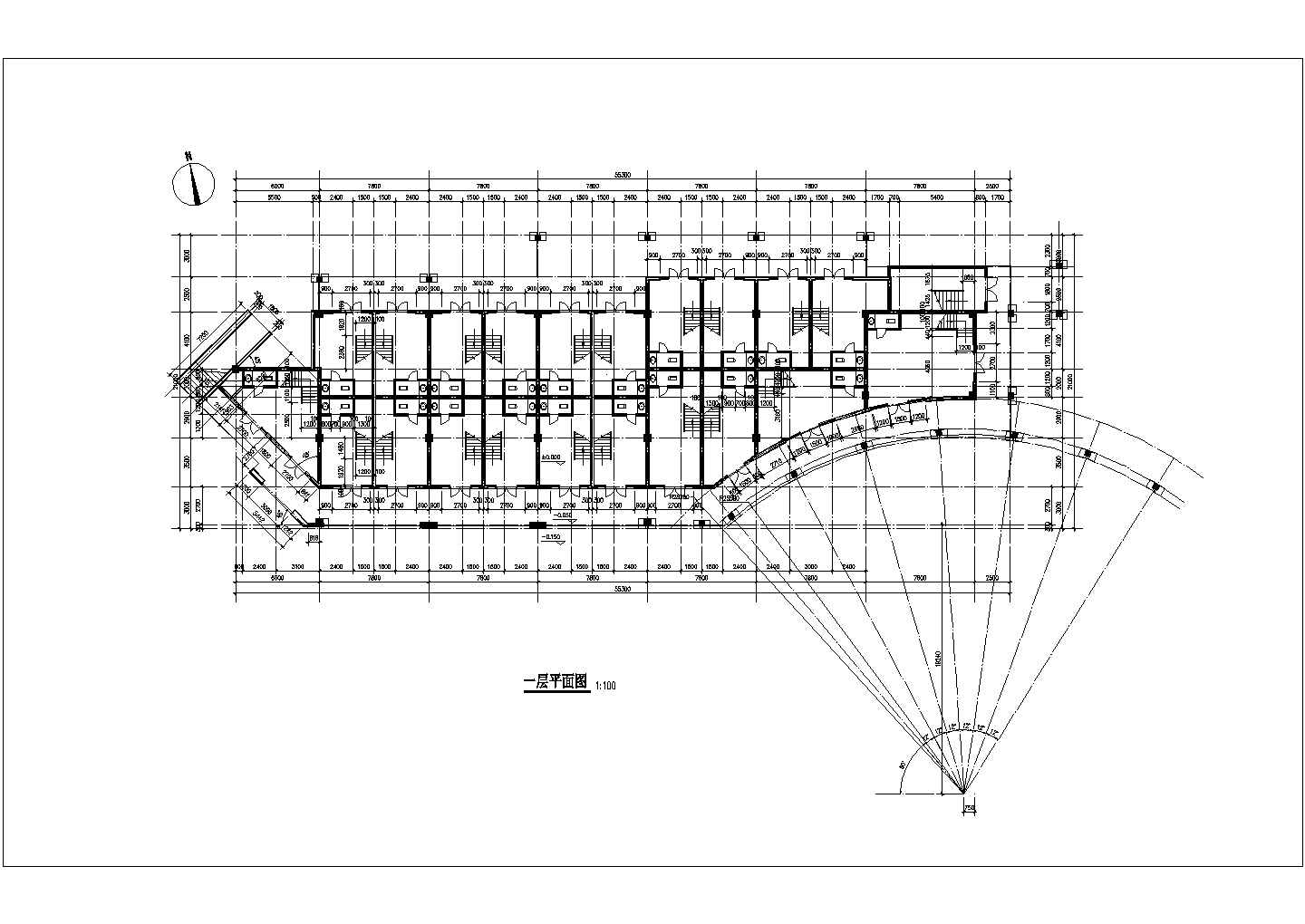 5900平米四层框架结构商业综合楼全套平面设计CAD图纸