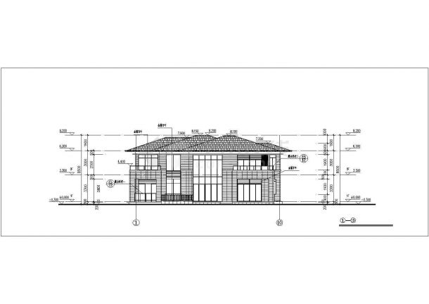 570平米2层框架结构单体别墅建筑CAD设计图纸（含地下层）-图一