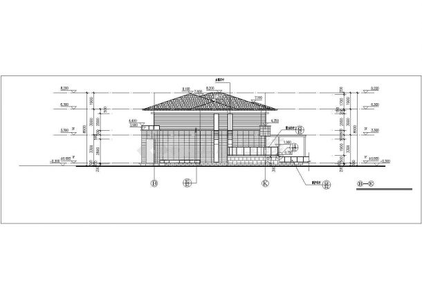 570平米2层框架结构单体别墅建筑CAD设计图纸（含地下层）-图二