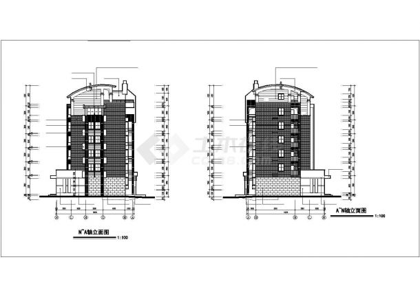 宣城市某高级中学六层砖混结构教职工住宅楼建筑设计CAD图纸（含阁楼）-图二
