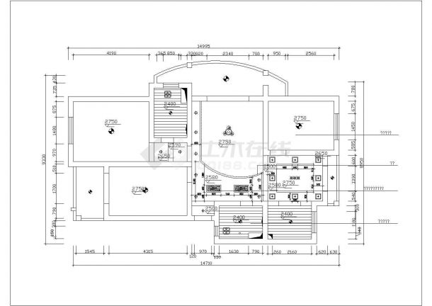 舟山市某高档度假村2层高档别墅全套装饰设计CAD图纸-图二