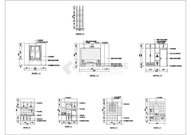 普陀山是某度假村高档砖混结构一居室民居楼全套装饰设计CAD图纸-图二