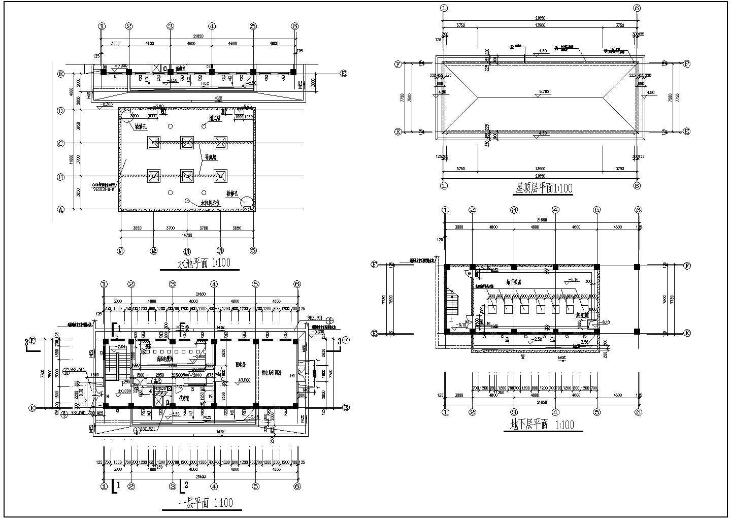 某学院配电房及地下泵房CAD建筑设计施工图