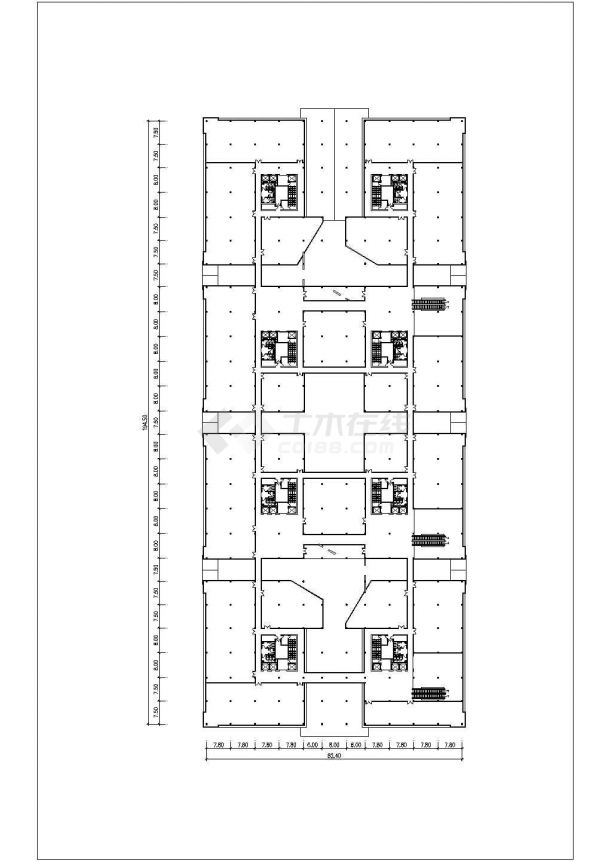 【最新】某四层办公楼建筑方案设计CAD图纸-图二