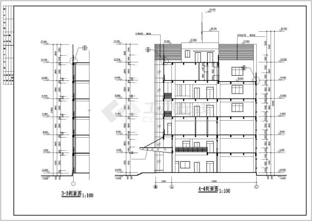 某4340㎡地上六层框架结构办公楼建筑施工CAD，含建筑说明-图一