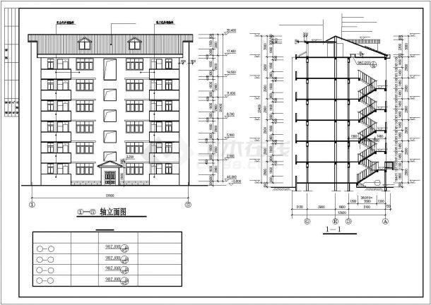 1500平米6+1层砖混结构住宅楼建筑设计CAD图纸（含阁楼层）-图一