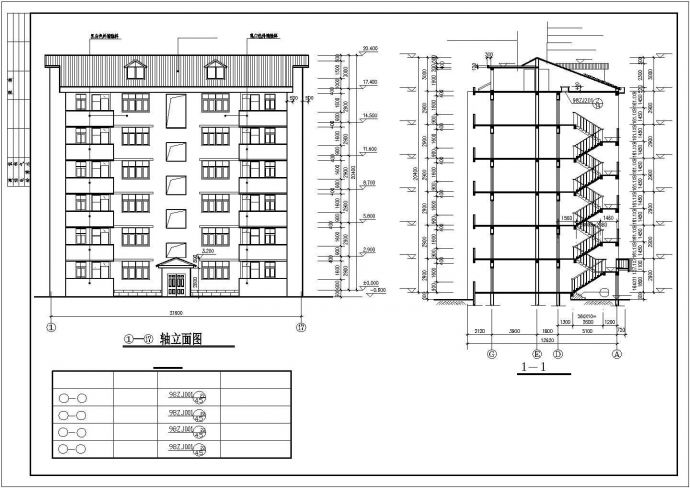 1500平米6+1层砖混结构住宅楼建筑设计CAD图纸（含阁楼层）_图1