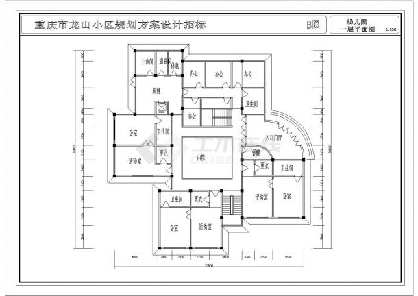 某重庆市三层砖混结构小区幼儿园建筑设计图-图二