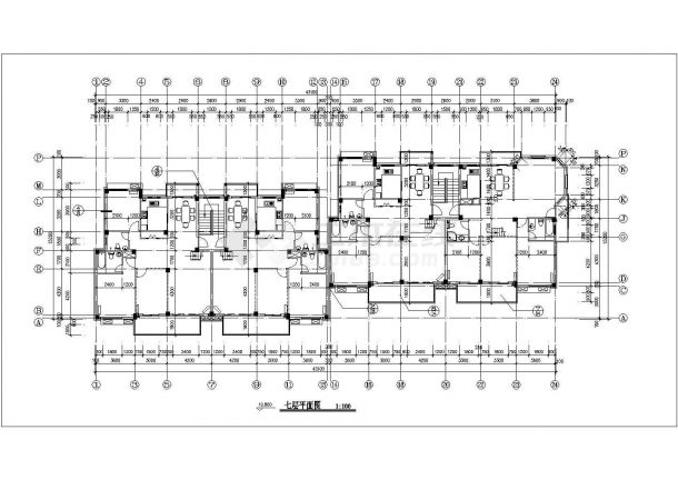 4100平米7层框架结构住宅楼全套建筑设计CAD图纸（不含架空层）-图一