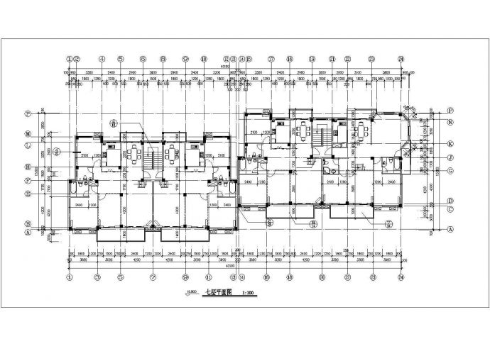 4100平米7层框架结构住宅楼全套建筑设计CAD图纸（不含架空层）_图1