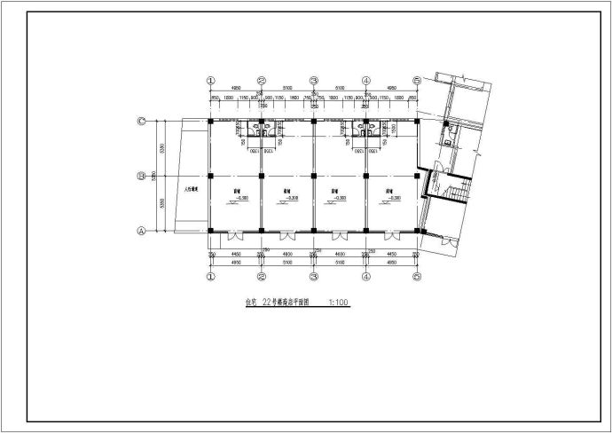 天津市津南区某小区6层砖混住宅楼平面设计CAD图纸（1层8户）_图1