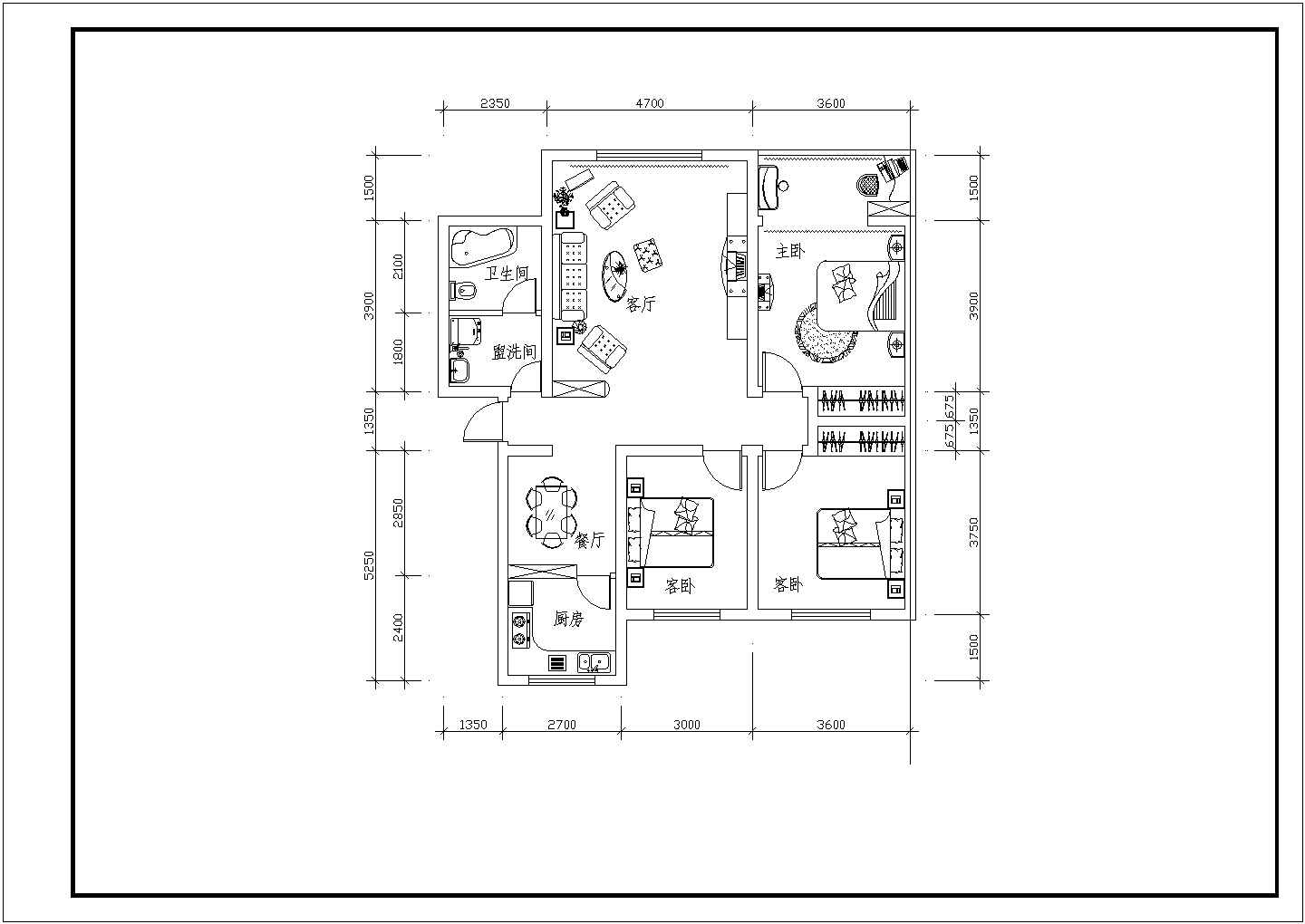 新乡市某新建小区85-130平米的平面户型设计CAD图纸（共22张）