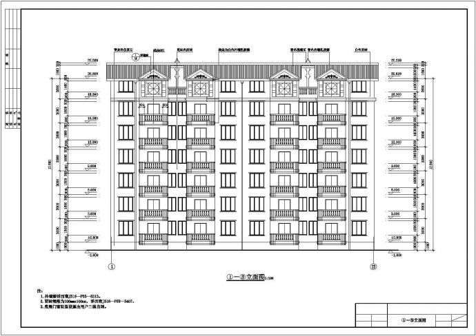 开封市某小区占地420平米6+1层砖混结构住宅楼全套建筑设计CAD图纸_图1