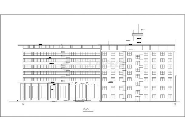 铁岭市某商业街1.3万平米8层框架结构商务宾馆建筑设计CAD图纸-图一