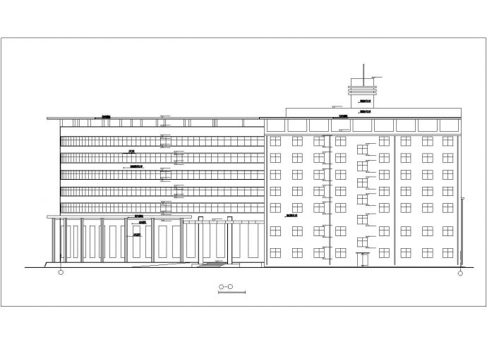铁岭市某商业街1.3万平米8层框架结构商务宾馆建筑设计CAD图纸_图1