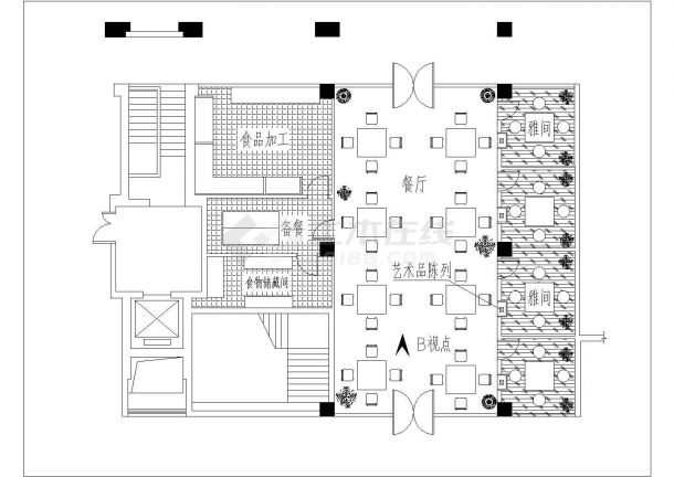 某多层框架结构商场规划设计cad平面布置图-图二