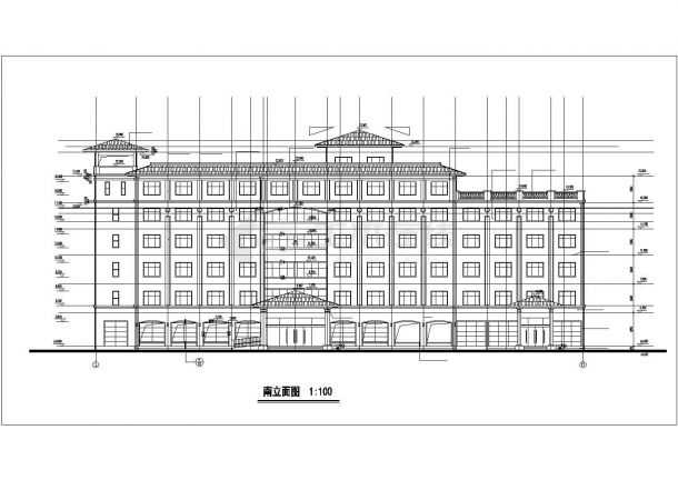 南昌市某商业街6400平米6层框架结构商务宾馆全套建筑设计CAD图纸-图一