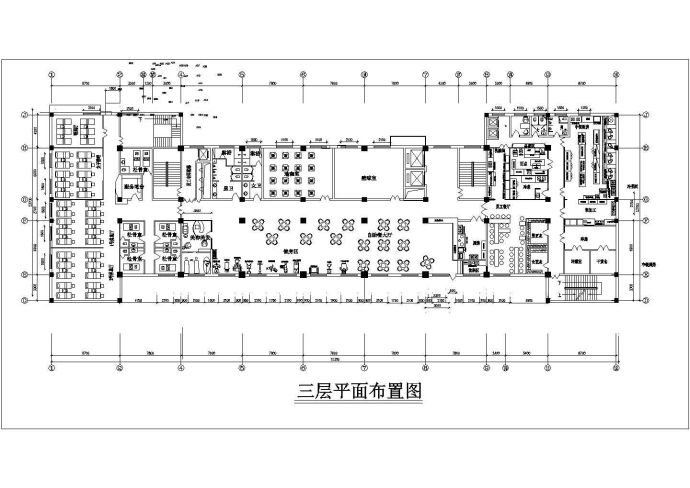 北京某高档商务酒店2200平米3层大堂餐厅平面布置设计CAD图纸_图1