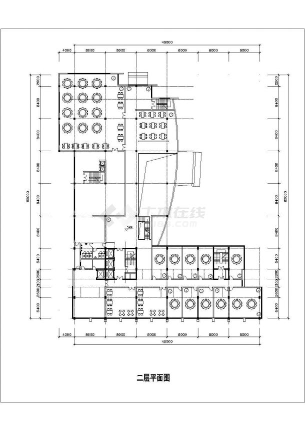 盐城市某商业街1.7万平米21层星级大酒店全套平面设计CAD图纸-图二