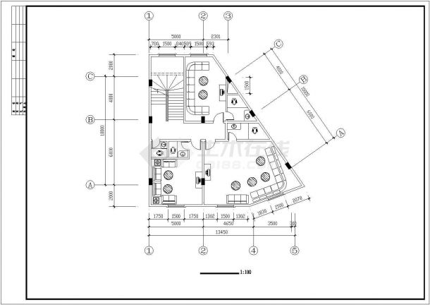 东营市某商业街7700平米8层高档连锁酒店平面设计CAD图纸-图二