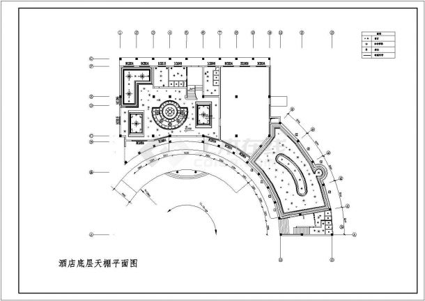 上海某星级酒店大堂+客房层全套平顶面布置设计CAD图纸-图一