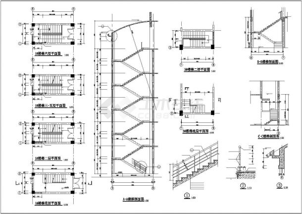 青岛市多层办公楼建筑设计施工CAD布置图-图二