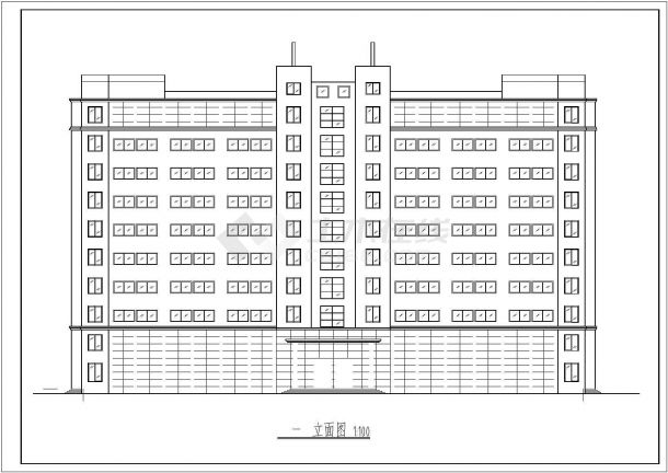 株洲市某市政单位占地1200平米10层框架结构办公楼建筑设计CAD图纸-图一