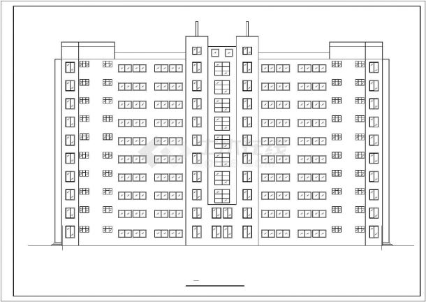 株洲市某市政单位占地1200平米10层框架结构办公楼建筑设计CAD图纸-图二