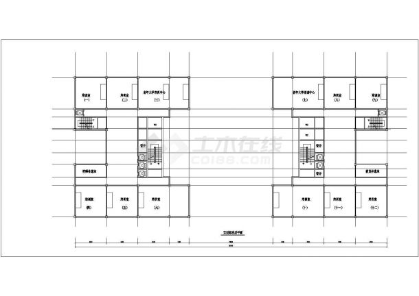 西安市某文化产业园1.7万平米24层办公综合楼平面设计CAD图纸-图一